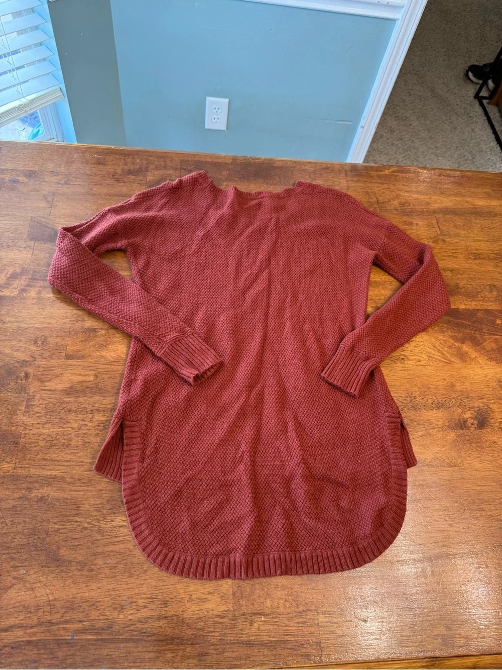 Madewell Chronicle Texture Pullover Sweater Rust Orange Waffle Knit Hi-low XS - Picture 7 of 8